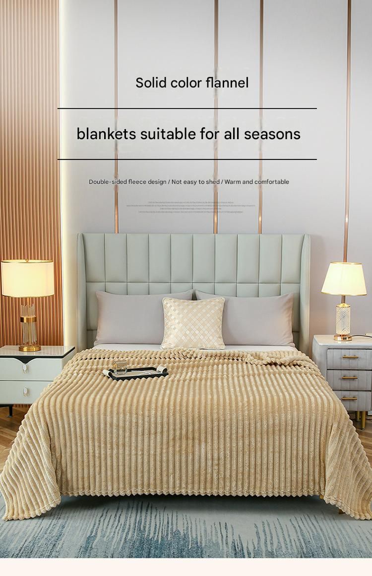 150*200cm Green Solid Colour Flannel Throw Blanket - Thick Double-Sided Fleece view 2