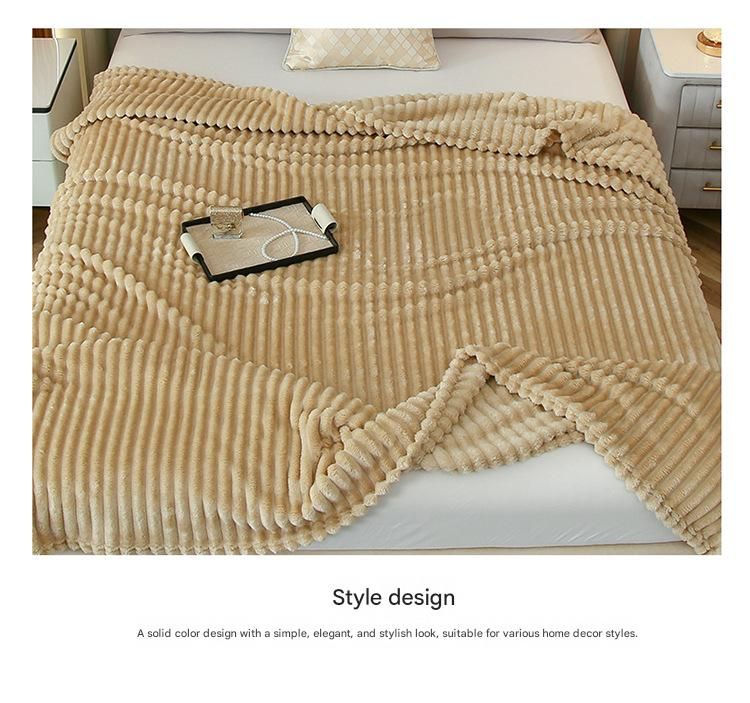 100*150cm Light tan Solid Colour Flannel Throw Blanket - Thick Double-Sided view 12