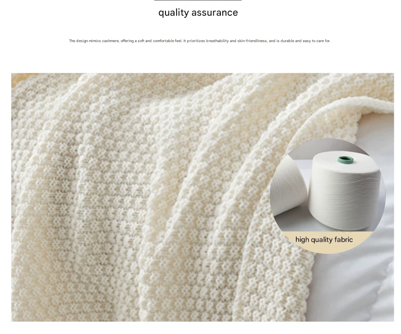 Grey 150*200cm Nordic Style Tassel Knit Throw Blanket - Soft Polyester Sofa view 8