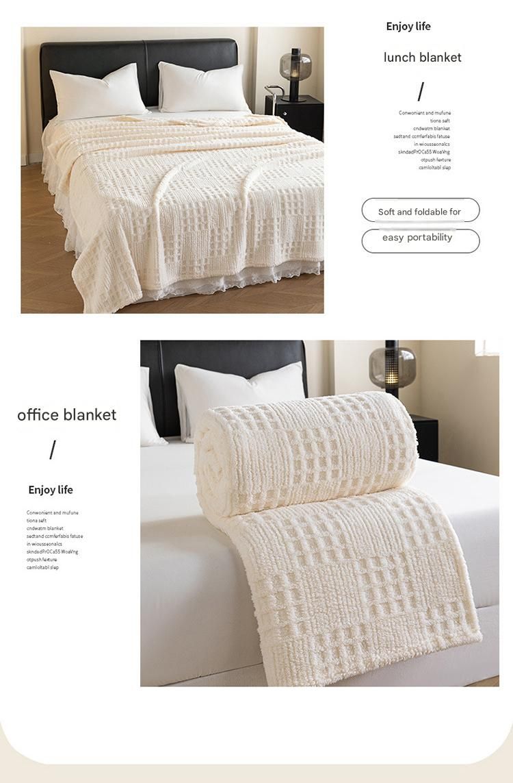 Green 180*200cm Thickened Double-Sided Plush Waffle Weave Throw Blanket view 8