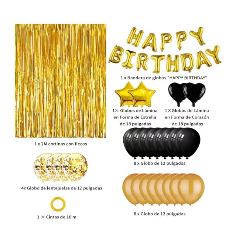 Golden Premium Foil Balloon Party Kit – Happy Birthday Banner view 2