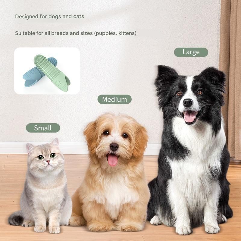 Blue Silicone Pet Finger Toothbrush for Cats and Dogs - Soft Dental Care Brush view 2