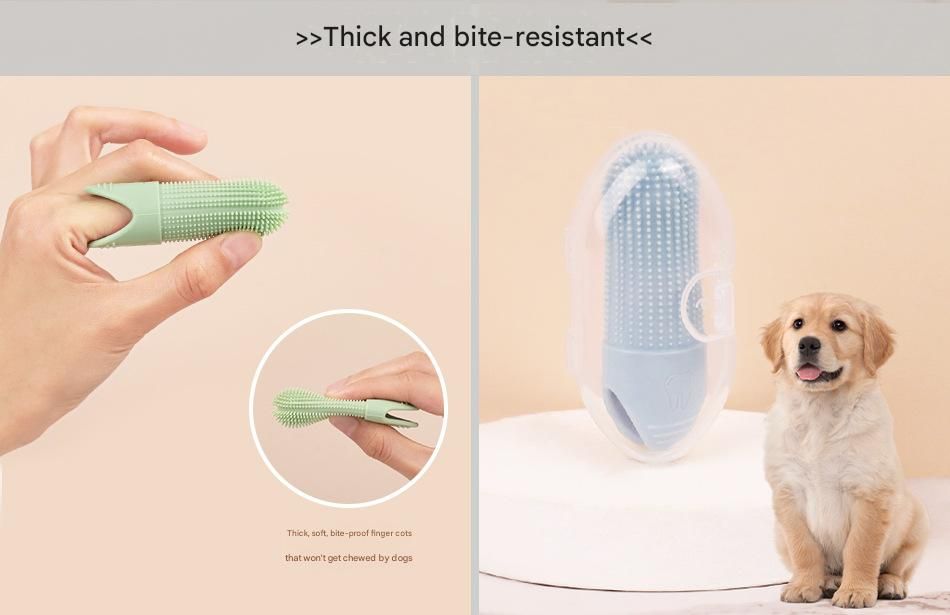 Yellow Silicone Pet Finger Toothbrush for Cats and Dogs - Soft Dental Care view 6