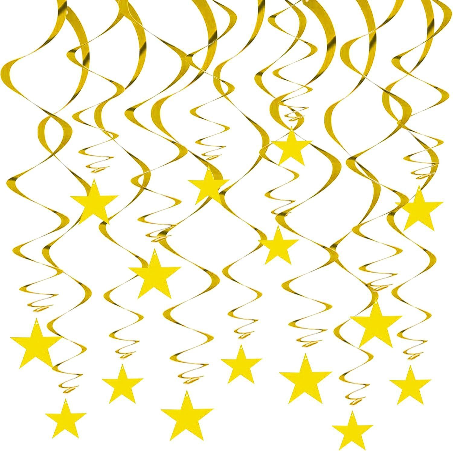 30-Piece Set for Golden Star Spiral Hanging Decorations - Birthday