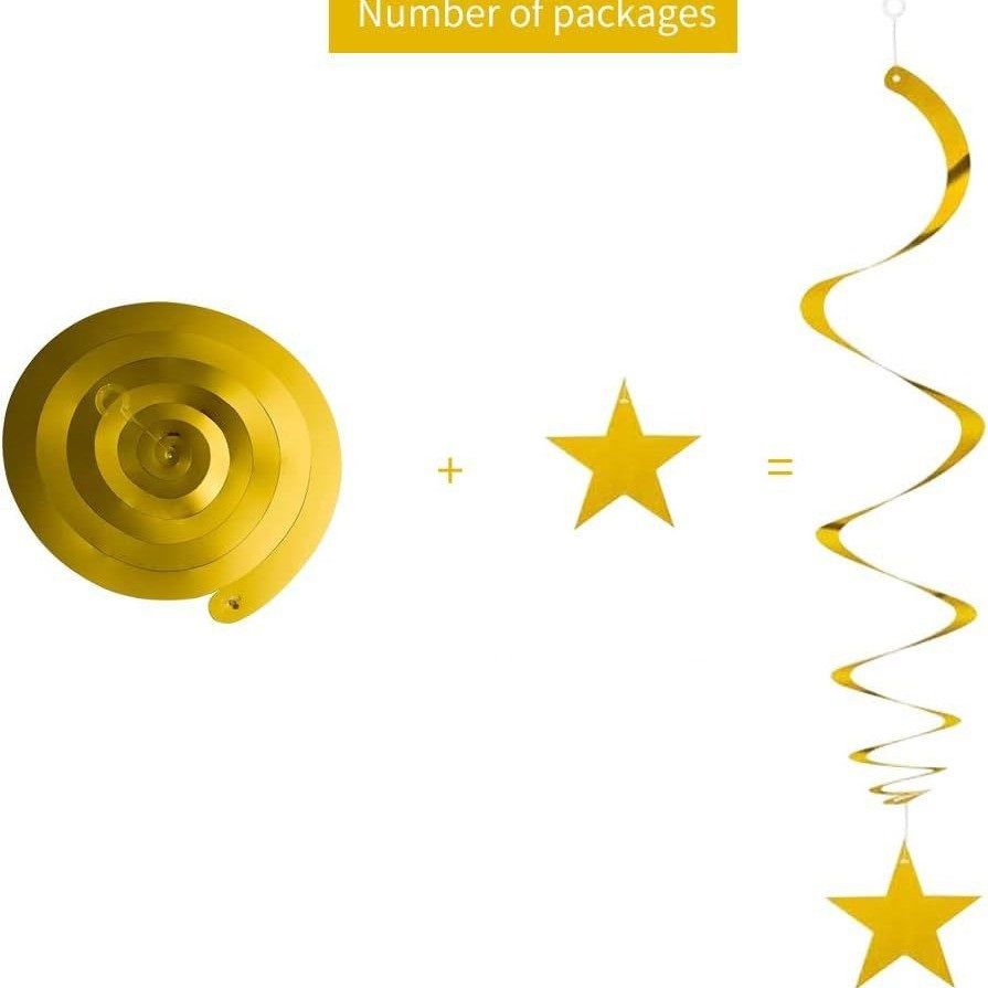 30-Piece Set for Golden and Blue Star Spiral Hanging Decorations - Birthday view 2