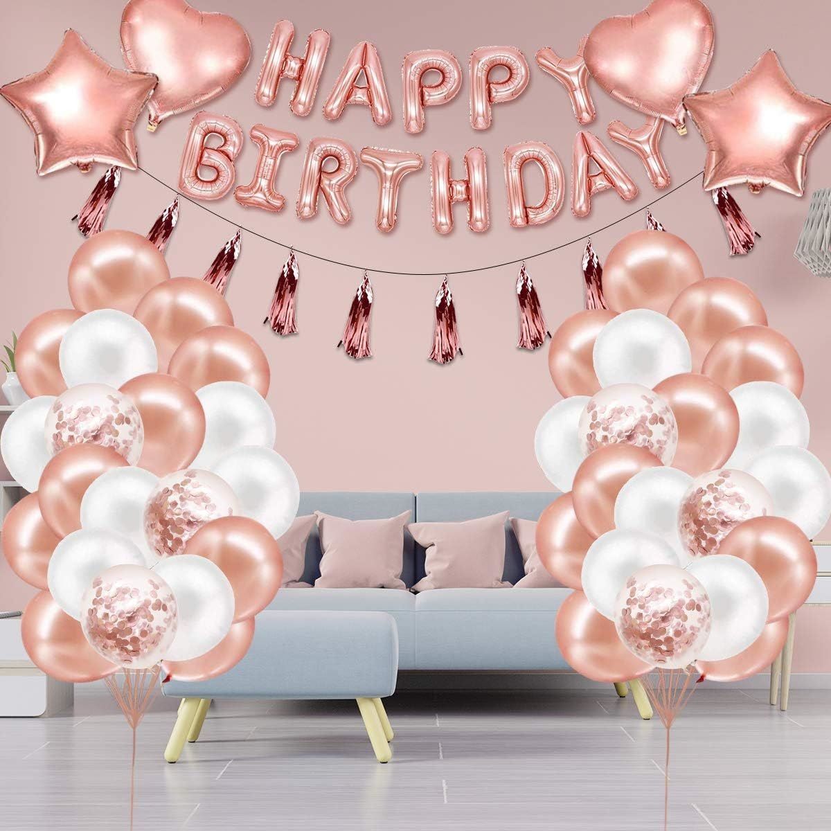 Rose Gold Happy Birthday Balloon Decoration Kit - Foil Letter Balloons view 7