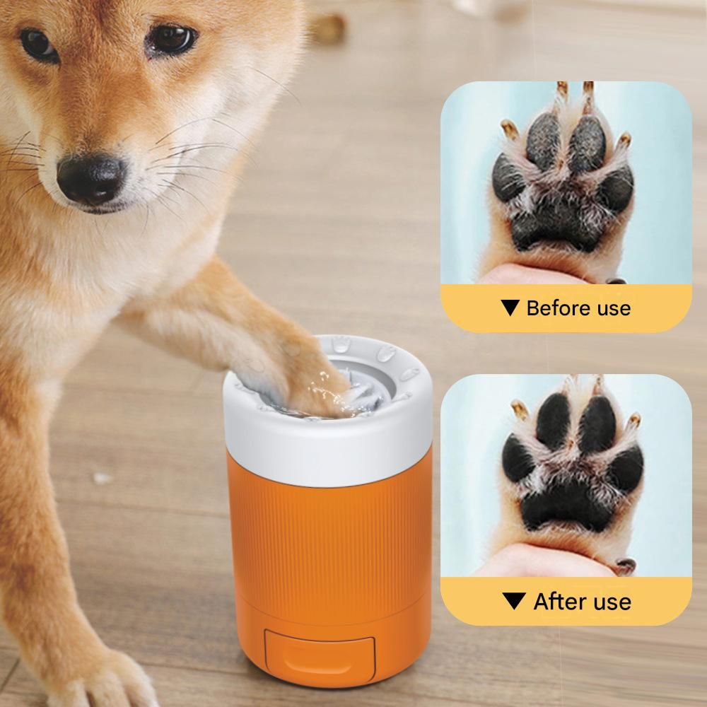 Orange Pet Paw Cleaner Cup - Portable Dog Foot Washer with Soft Silicone view 4