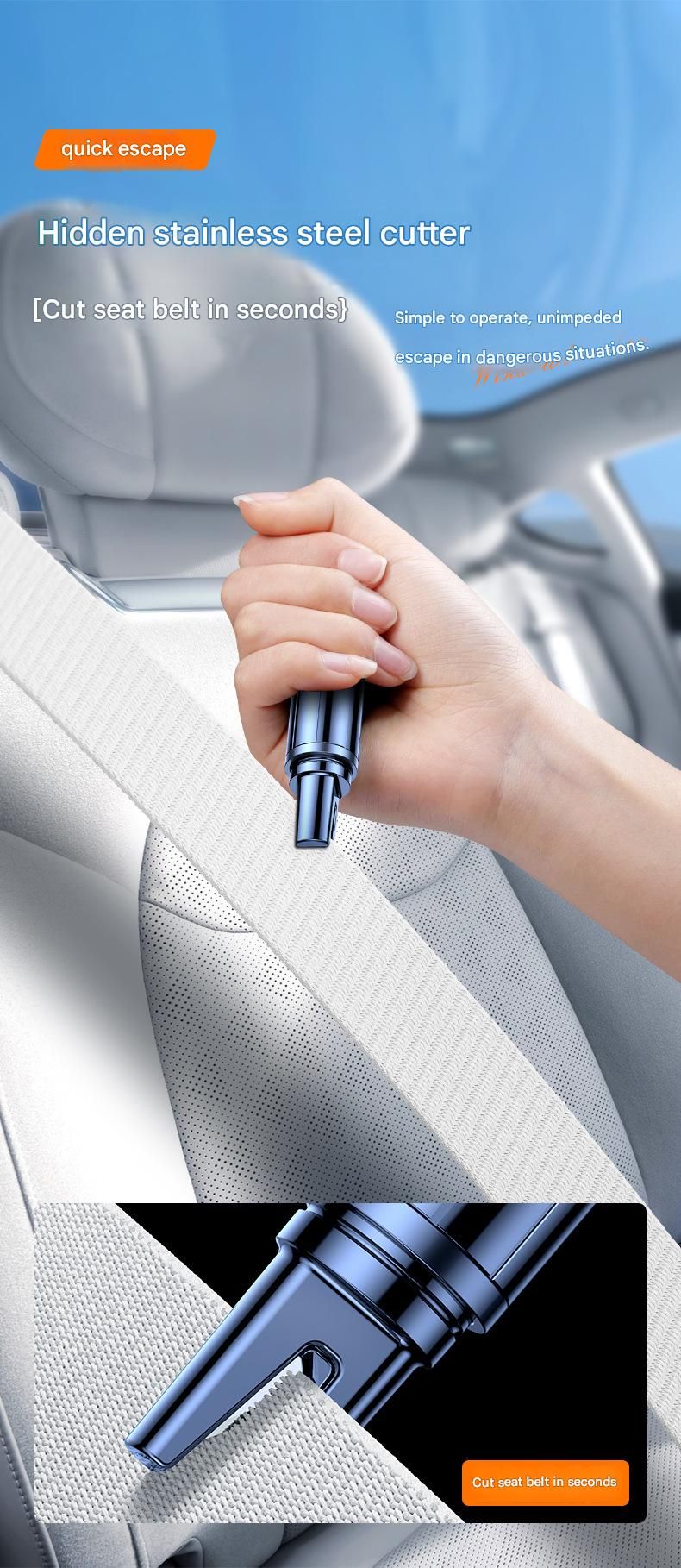 2-piece Black and Red 2-in-1 Car Window Breaker and Seatbelt Cutter - Tungsten view 10