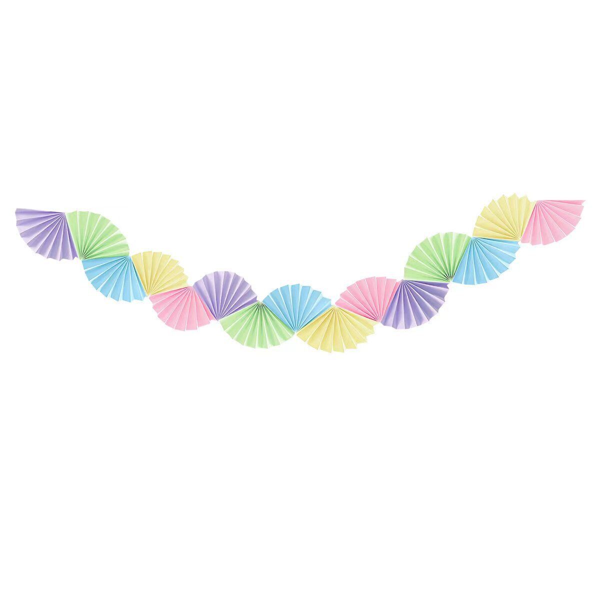2-piece Macaron Colors Paper Fan Garland - Colourful Party Bunting with