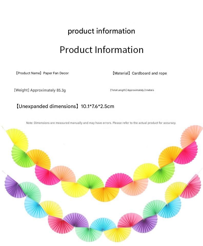 2-piece Macaron Colors Paper Fan Garland - Colourful Party Bunting with view 2
