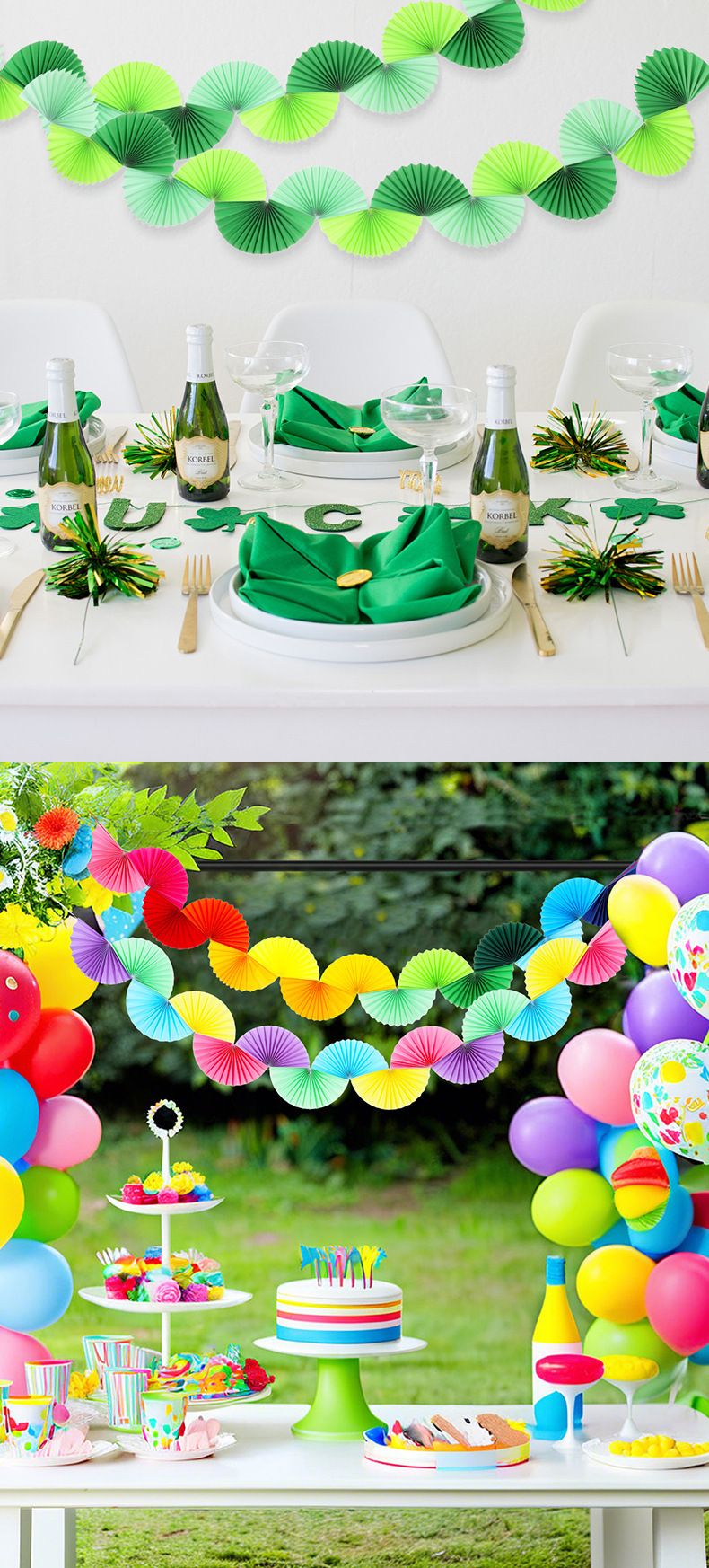 2-piece Macaron Colors Paper Fan Garland - Colourful Party Bunting with view 6