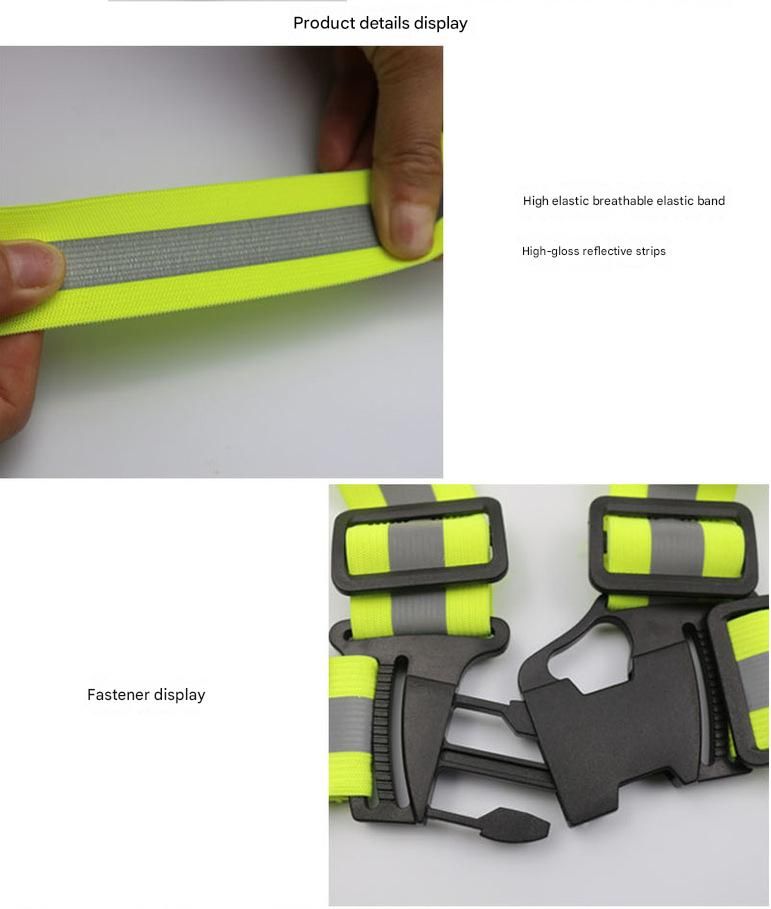Blue Adjustable Reflective Safety Vest - High Visibility Elastic Straps for view 3