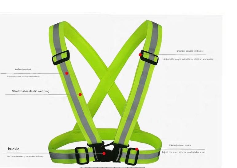 Purple Adjustable Reflective Safety Vest - High Visibility Elastic Straps for view 2