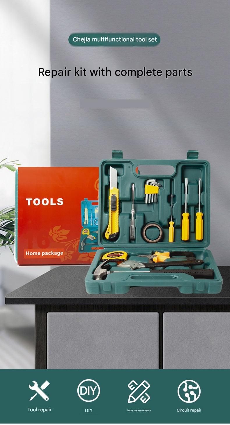 Green 9 Piece Set -Multi-Purpose Home & Car Tool Kit - Durable Blow-Molded Case view 2