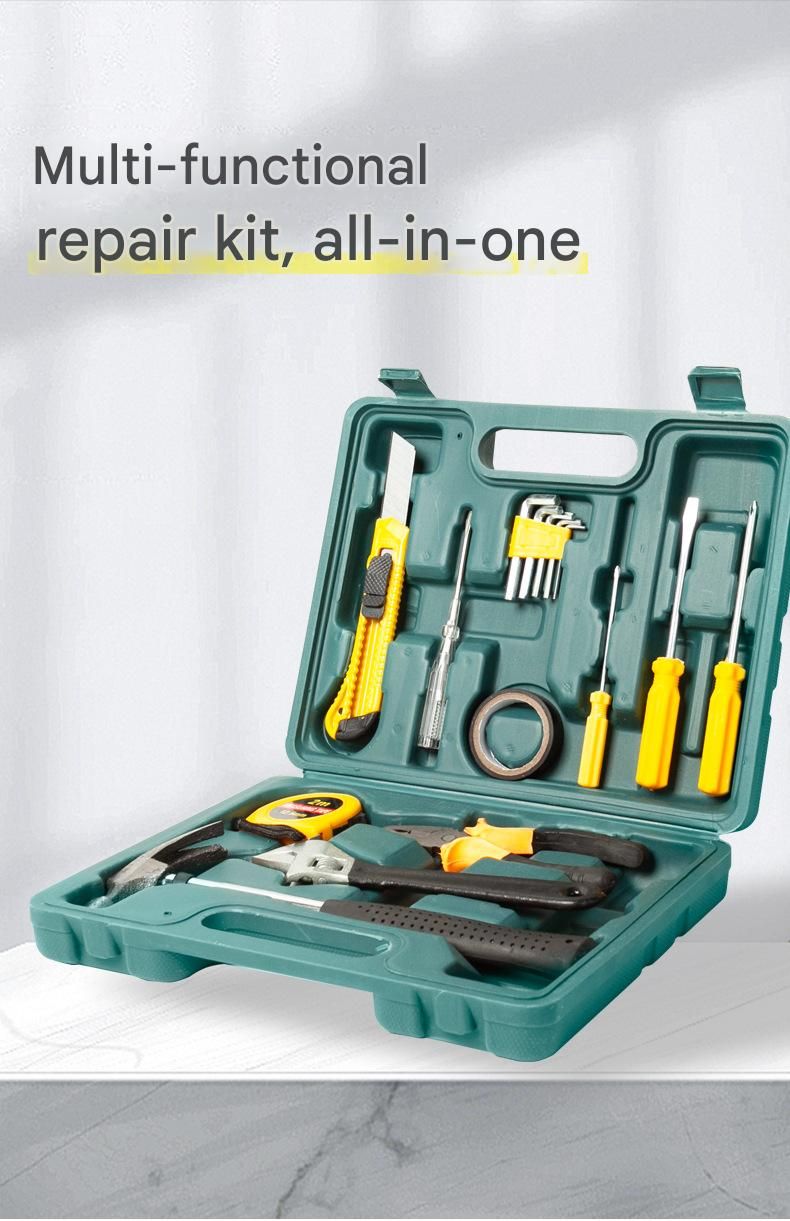 Green 9 Piece Set -Multi-Purpose Home & Car Tool Kit - Durable Blow-Molded Case view 4