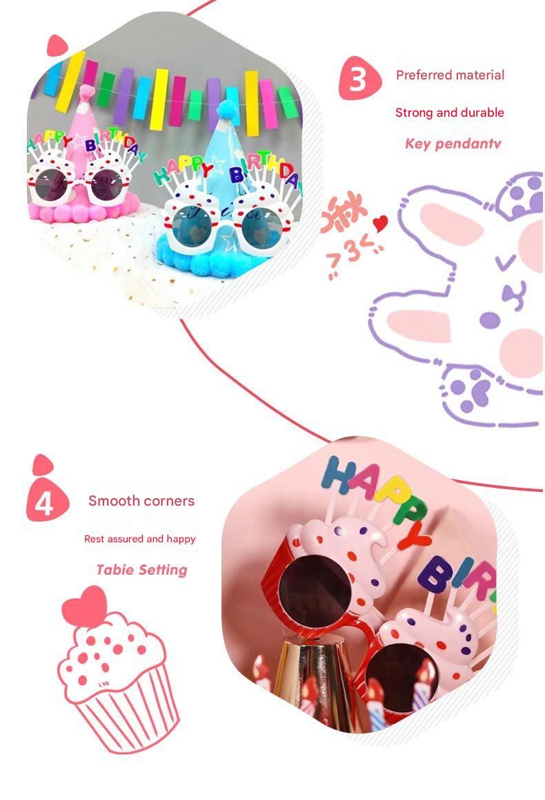 Blue Novelty Birthday Glasses - Fun Cake Design Party Props - Durable Plastic view 5