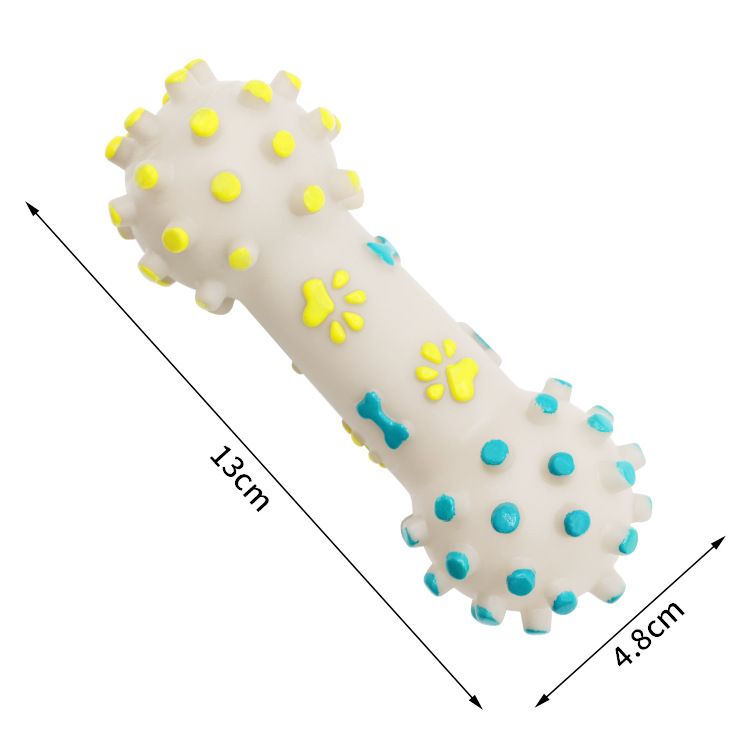 Yellow and Blue Squeaky Bone Durable TPR Dog Chew Toys Set - for Teeth