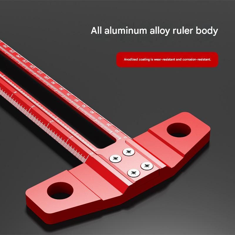 Red Multifunctional T-Square Ruler 0-300mm - Aluminium Alloy with Laser view 5
