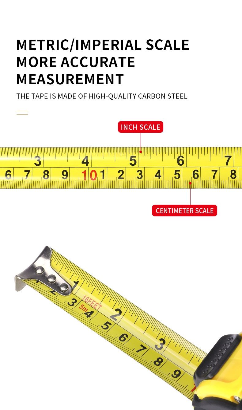 5M Heavy Duty Steel Tape Measure - Metric & Imperial Dual Scale - High Carbon view 5