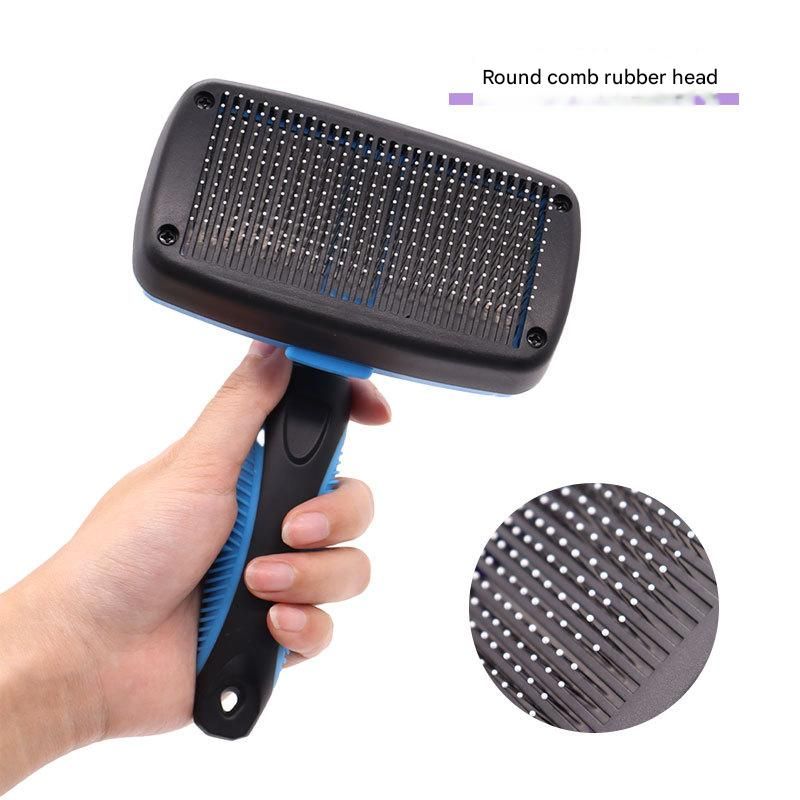 Purple Pet Grooming Brush - Large Self-Cleaning Deshedding Tool for Cats and Dogs view 2