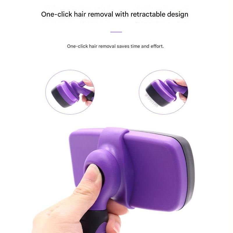 Purple Pet Grooming Brush - Large Self-Cleaning Deshedding Tool for Cats and Dogs view 6