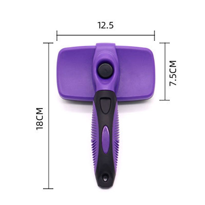 Purple Pet Grooming Brush - Large Self-Cleaning Deshedding Tool for Cats and Dogs view 7