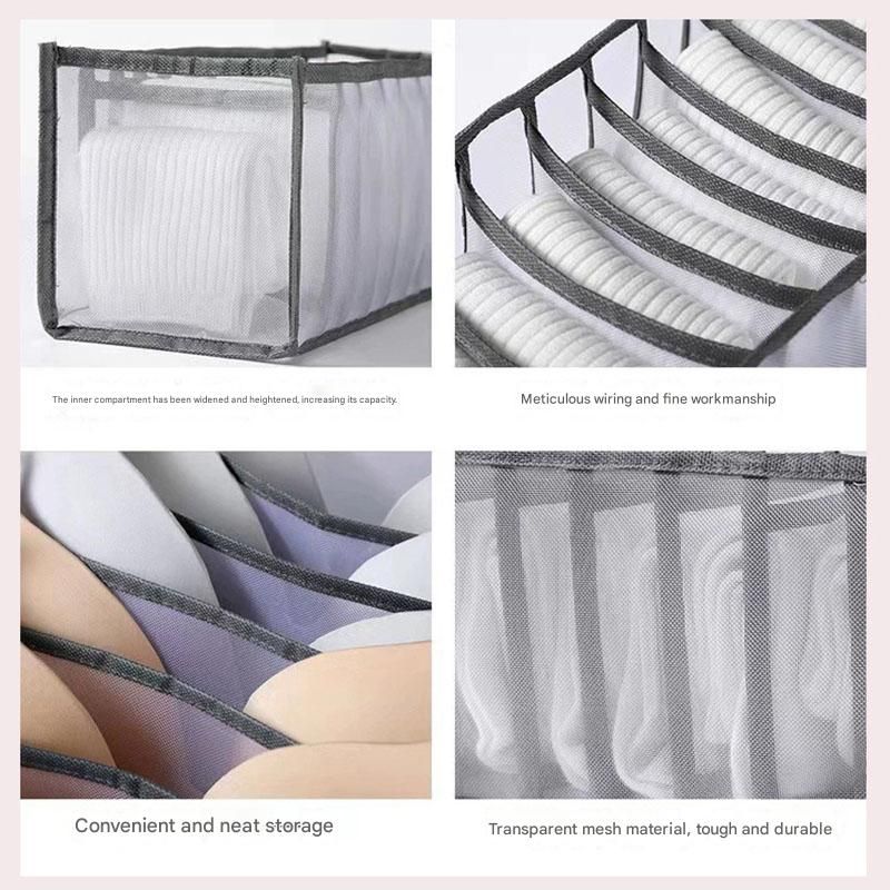 White Drawer Underwear Organiser Set - 3 Piece Mesh Storage Boxes for Bras view 3