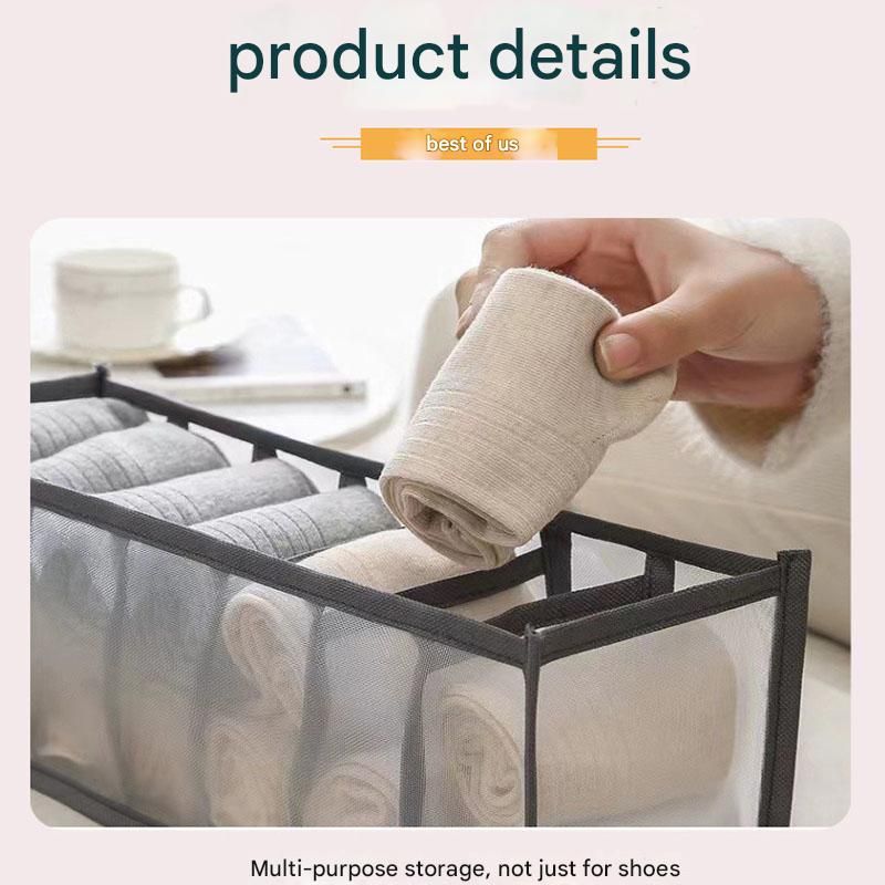 Beige Drawer Underwear Organiser Set - 3 Piece Mesh Storage Boxes for Bras view 2