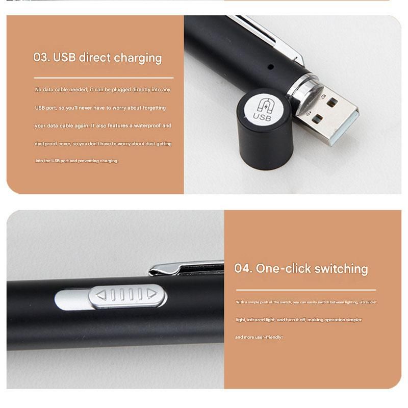 Black Metal Laser Cat Toy Pen Set - 2 Piece USB Rechargeable 3-in-1 Laser view 5