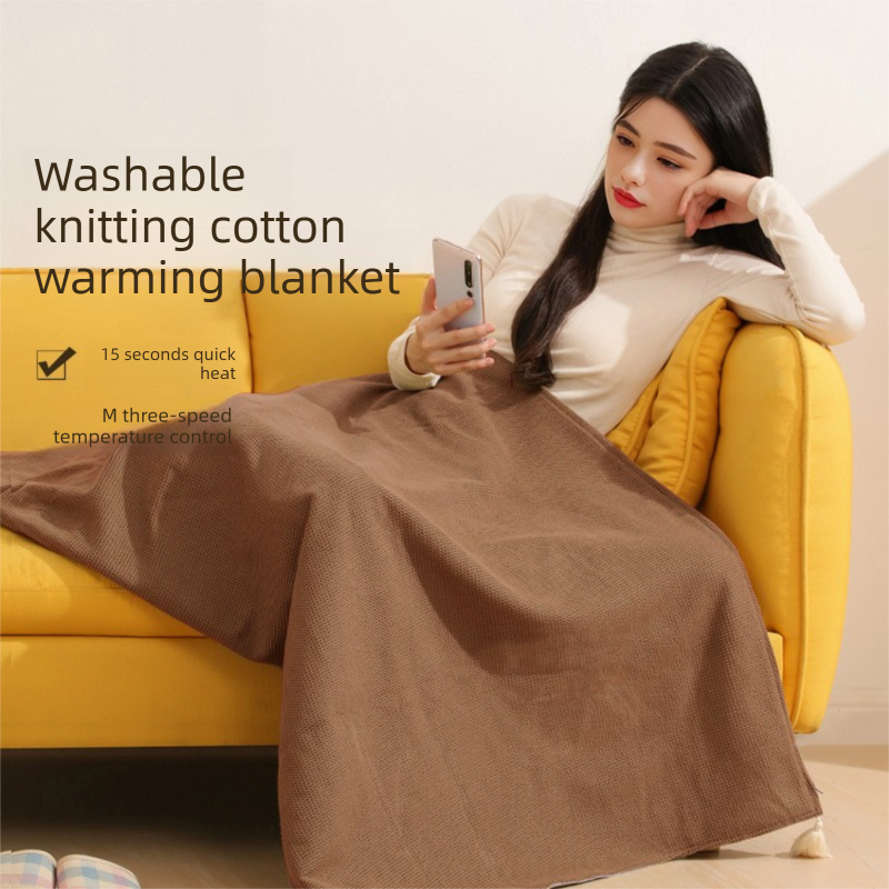 Red USB Heated Blanket Poncho - Rechargeable Electric Warming Shawl with Fast view 2