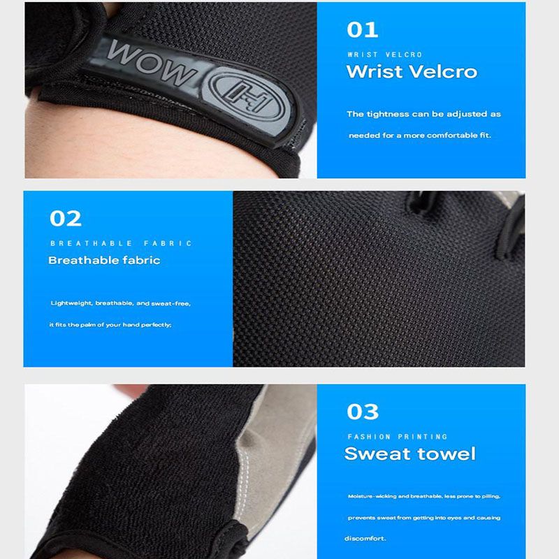Grey Half Finger Fitness Gloves - Anti-Slip Breathable Gym Training Gloves for view 6