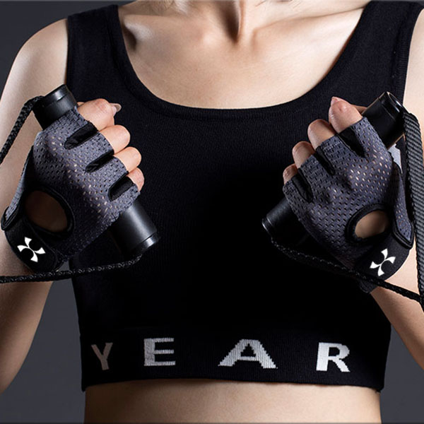 Grey Half Finger Fitness Gloves - Anti-Slip Breathable Gym Training Gloves for view 4