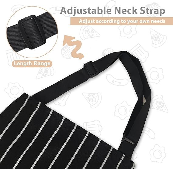 2-Pack Striped Adjustable Apron - Cross-Neck Bib Work Apron for Restaurant view 4
