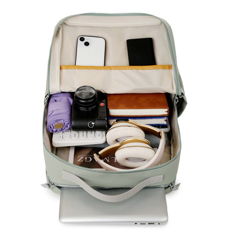 Green Large Capacity Airbag Backpack Multi-Compartment Laptop Backpack Travel view 3