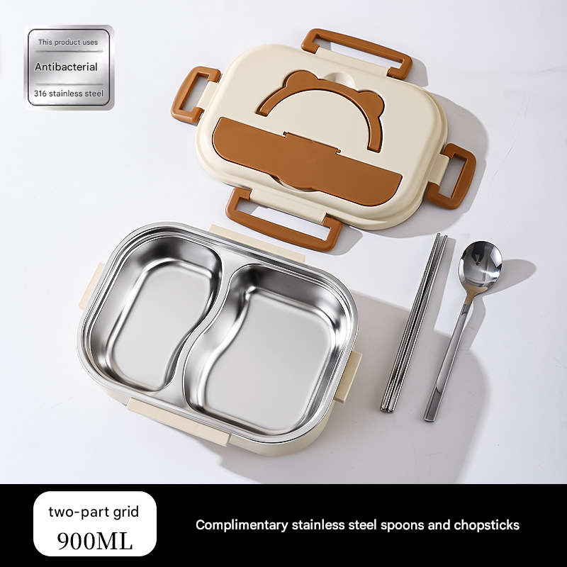 2 Grids 316 Stainless Steel Insulated Lunch Box with Compartments Large — image 1