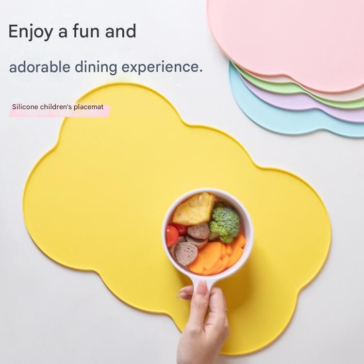 3-Piece Grey Silicone Placemat Set Cloud Shape Non-Slip Heat Resistant Kids view 3