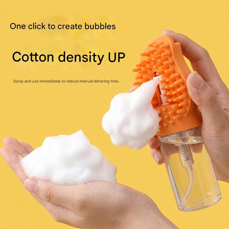 Orange Pet Shampoo Brush Silicone Foaming Massage Comb Dog Cat Bathing view 2
