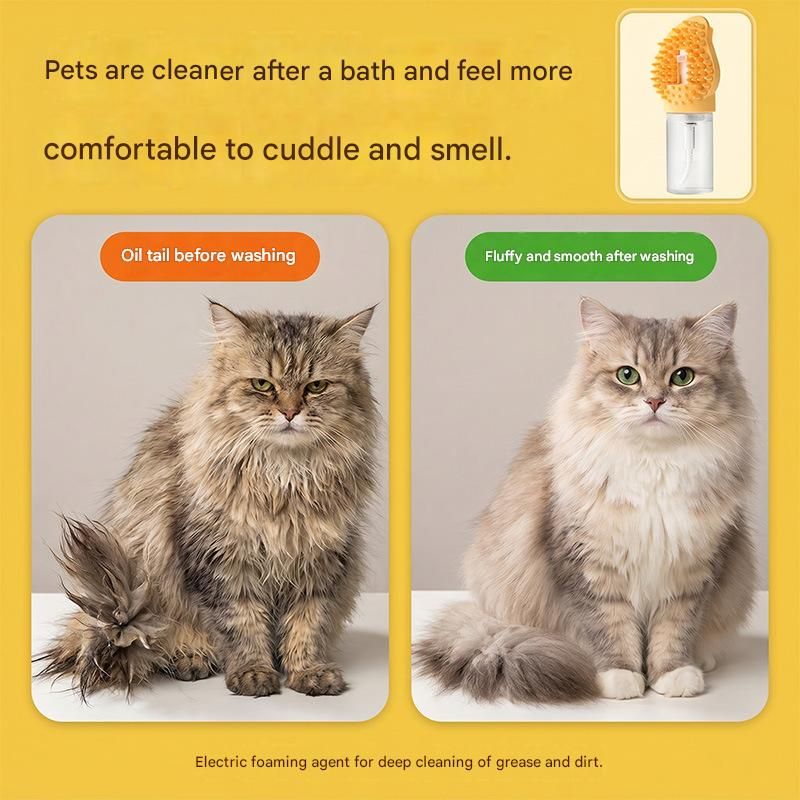 Orange Pet Shampoo Brush Silicone Foaming Massage Comb Dog Cat Bathing view 3