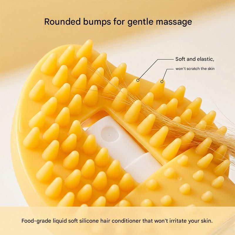 Orange Pet Shampoo Brush Silicone Foaming Massage Comb Dog Cat Bathing view 4