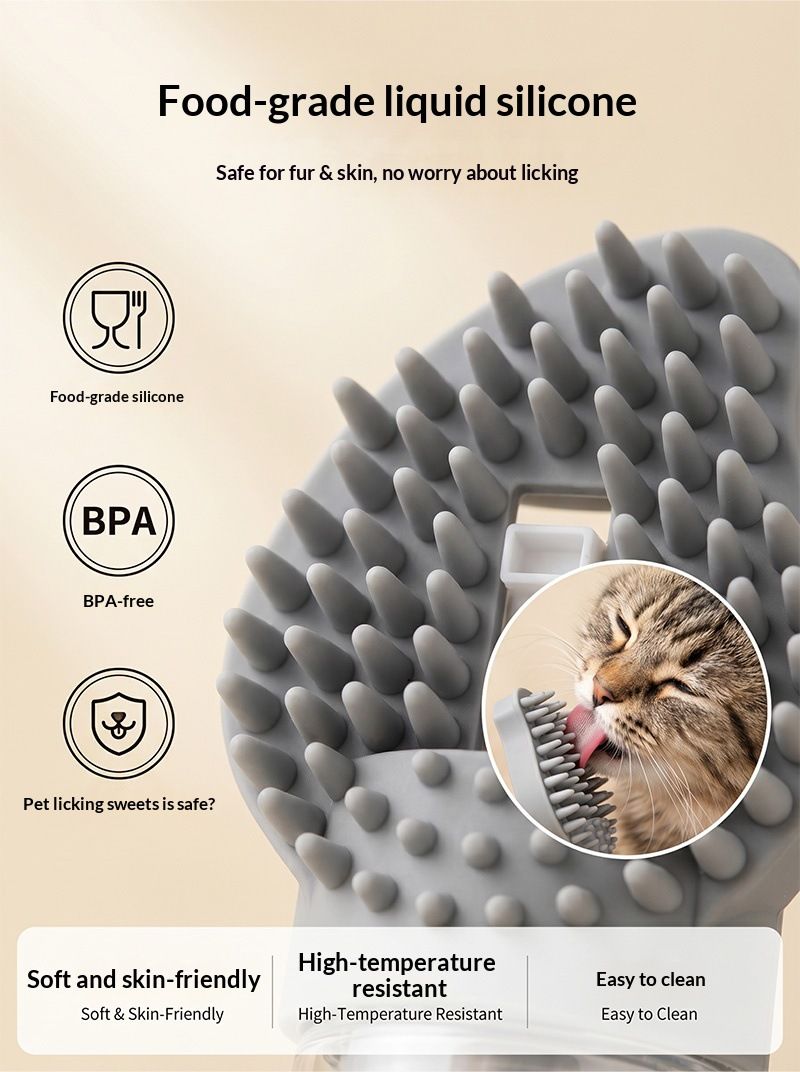 Orange Pet Shampoo Brush Silicone Foaming Massage Comb Dog Cat Bathing view 7