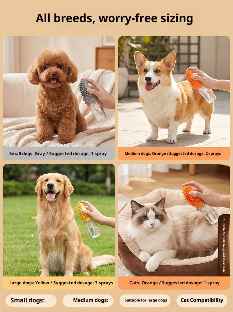 Orange Pet Shampoo Brush Silicone Foaming Massage Comb Dog Cat Bathing view 10