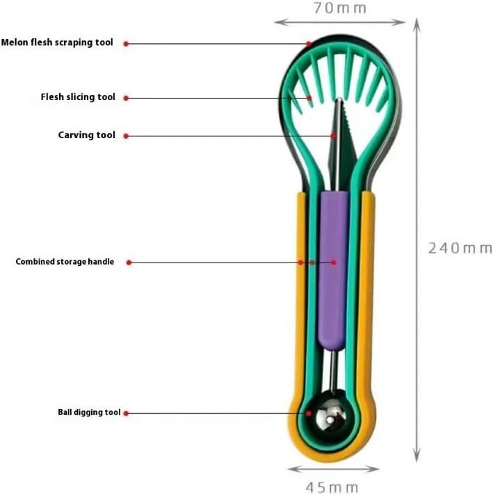 2-Piece Fruit Carving Tool Set Melon Baller Scoop Knife Stainless Steel(Blue view 6