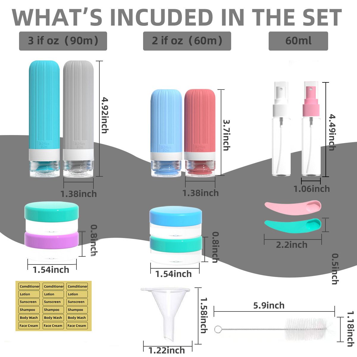 Silicone Travel Toiletry Bottles Set Leakproof Squeeze Containers with Case(09) view 4