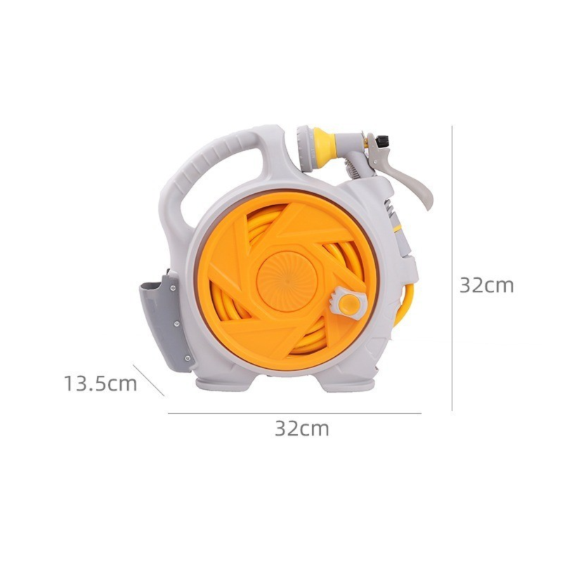 Pink Portable Hose Reel Cart with 14m Hose 7-Pattern Spray Gun Garden Watering view 10