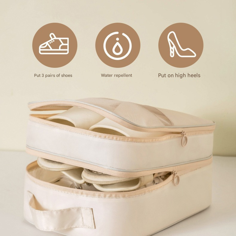 Grey Travel Shoe Bag Portable Luggage Organizer Waterproof Dustproof Shoe Pouch view 5
