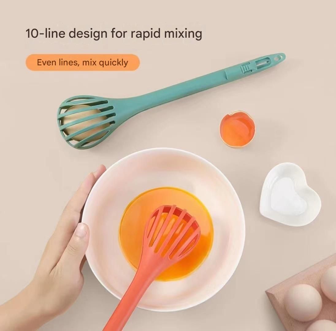 Red 2-Piece 3-in-1 Multi-Functional Egg Whisk & Food Tongs Set view 3