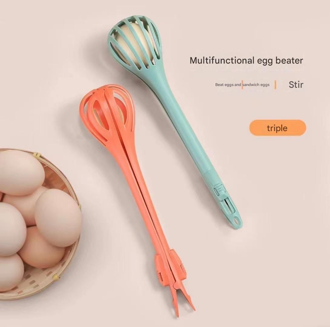 Yellow 2-Piece 3-in-1 Multi-Functional Egg Whisk & Food Tongs Set view 4