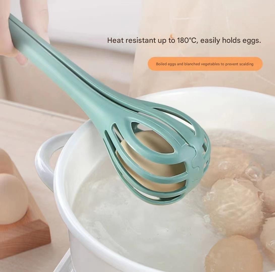 Green 2-Piece 3-in-1 Multi-Functional Egg Whisk & Food Tongs Set view 2