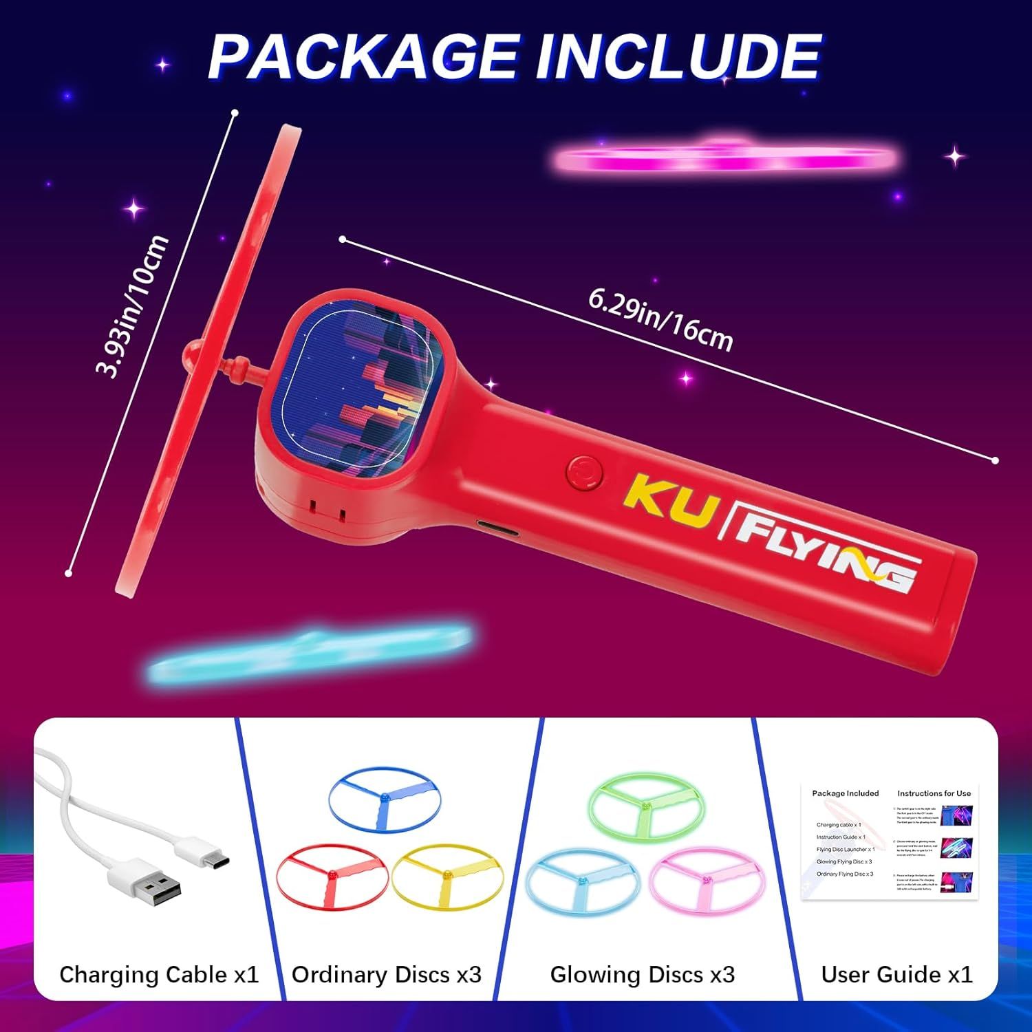 Red LED Light Up Flying Disc Cat Toy Interactive UFO Launcher with Replacement view 7