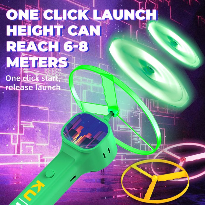 Blue LED Light Up Flying Disc Cat Toy Interactive UFO Launcher with view 3